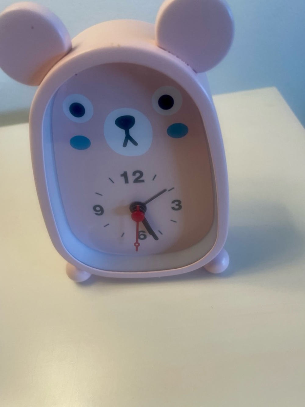 Pink Bear Clock Analog Table Top Girl’s Room No Ticking Noise New Battery Works